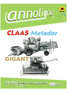 CLAAS Mähdrescher Typ Matador GIGANT Bild- Bedienungsanleitung & Wartungsanleitung - annoligno 602